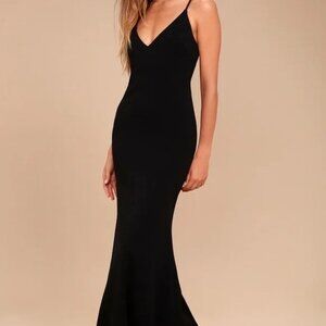 Lulus stretch mermaid maxi dress formal gown in black